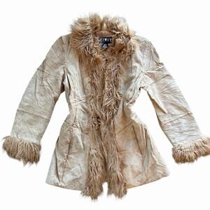 Vintage Y2K Afghan Shearling Suede Fur Coat Mixit Tan Size Medium - Penny Lane